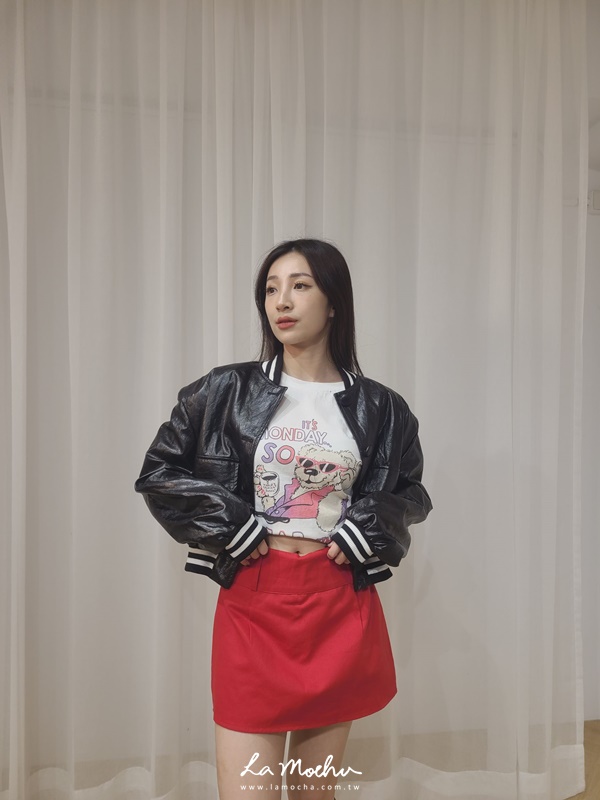後拉鍊寬腰辣妹褲裙